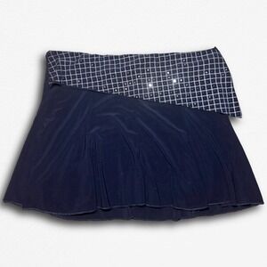 Twin USA Y2K Black Mini Skirt Silver Sequin Grid Asymmetrical Waistband Flared